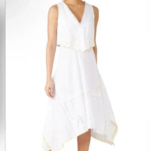 See by Chloe Embellished Midi Dress White Embroidered Size L EU 40